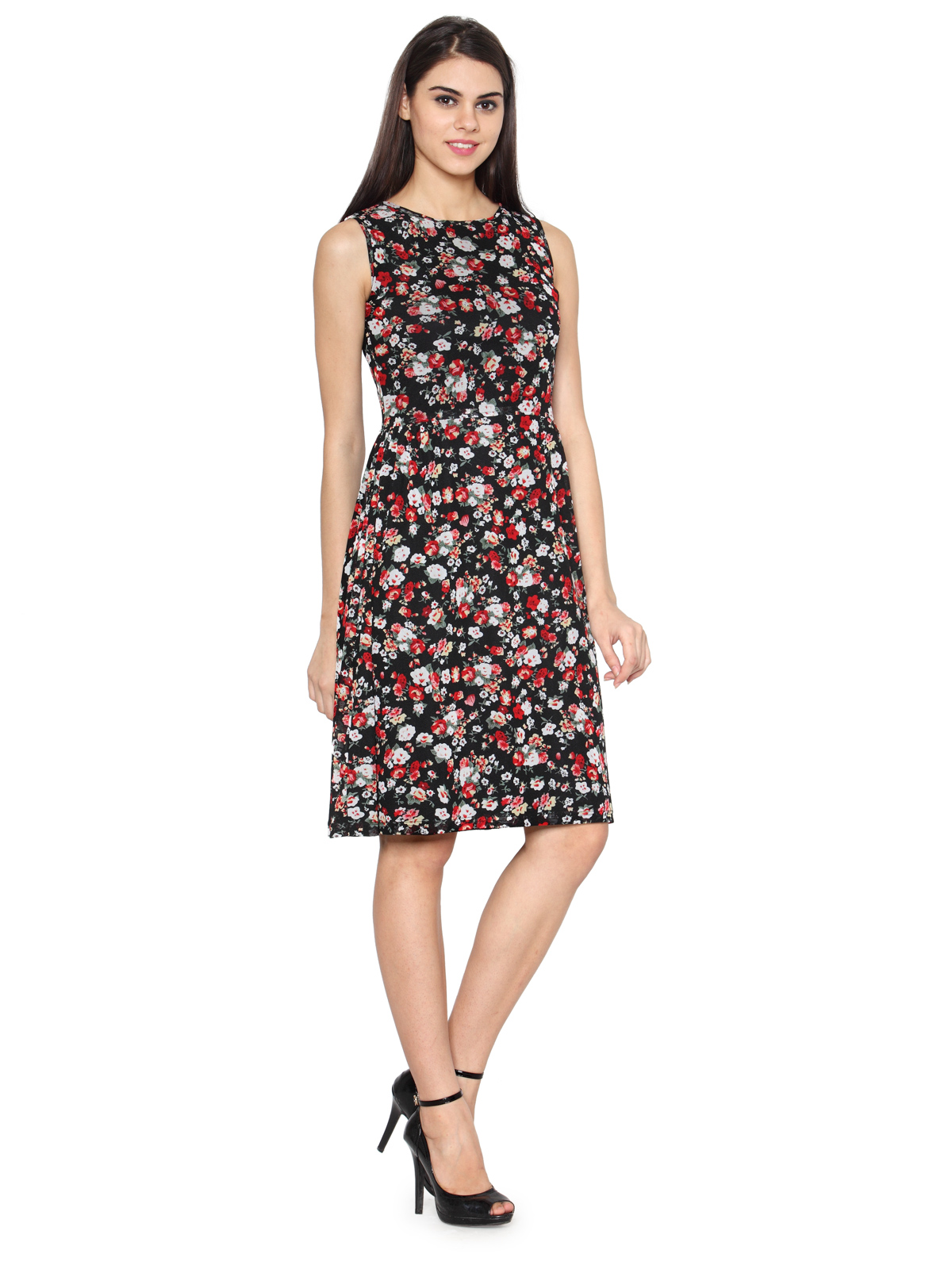 MULTIFLOWER PRINTED MIDI DRESS